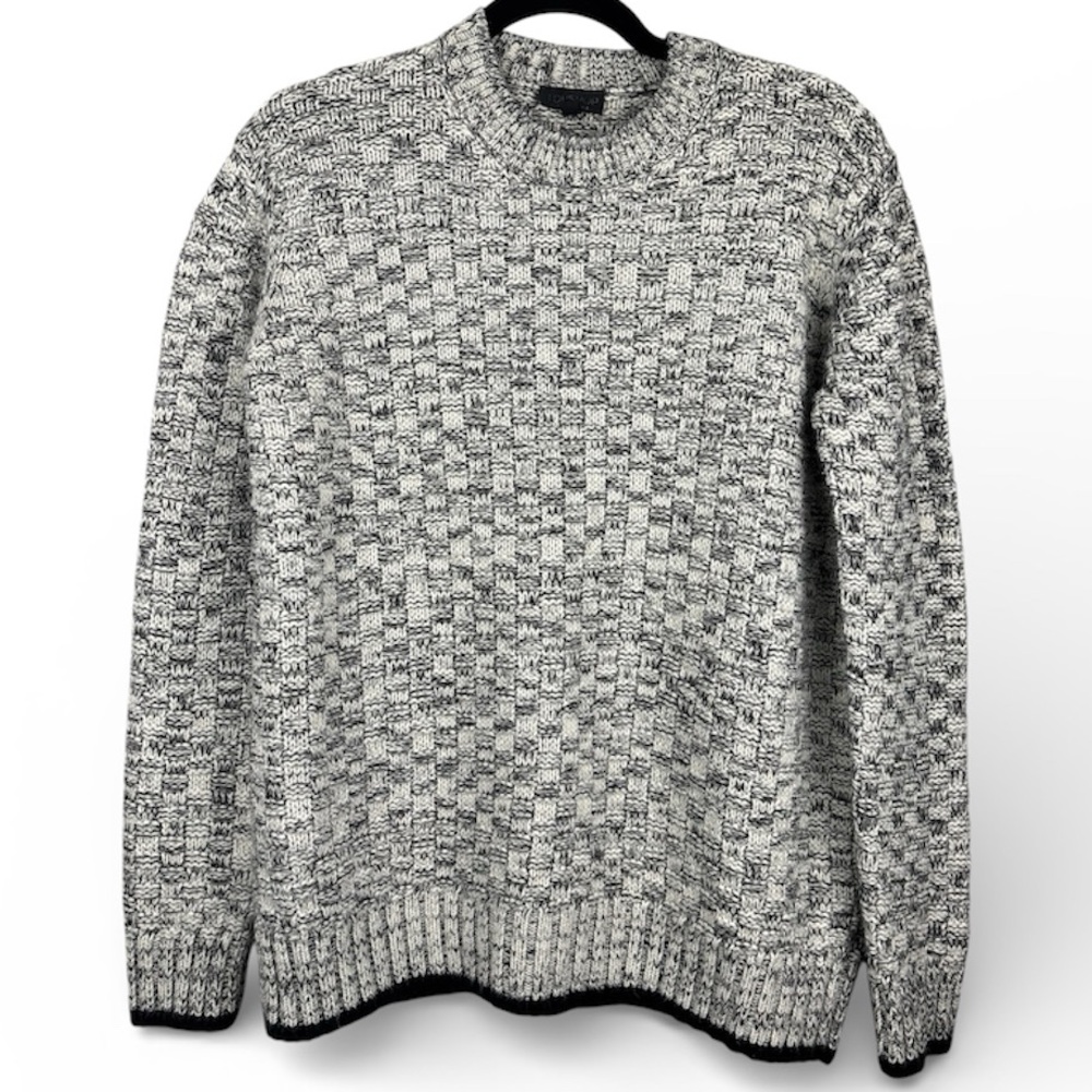 Topshop Women Black & White Size 4 Chunky Crewneck Sweater Minimalist Oversized